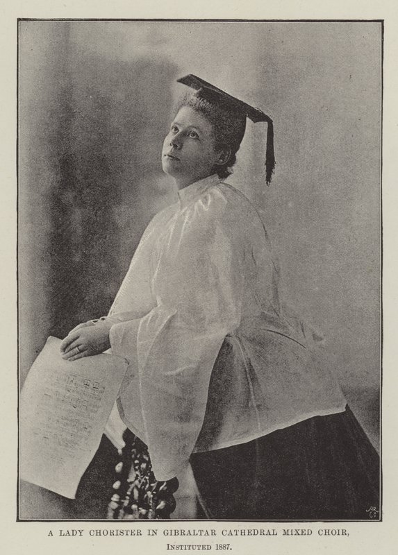 Eine Chorsängerin in der Kathedrale von Gibraltar, gemischter Chor, gegründet 1887 von English Photographer