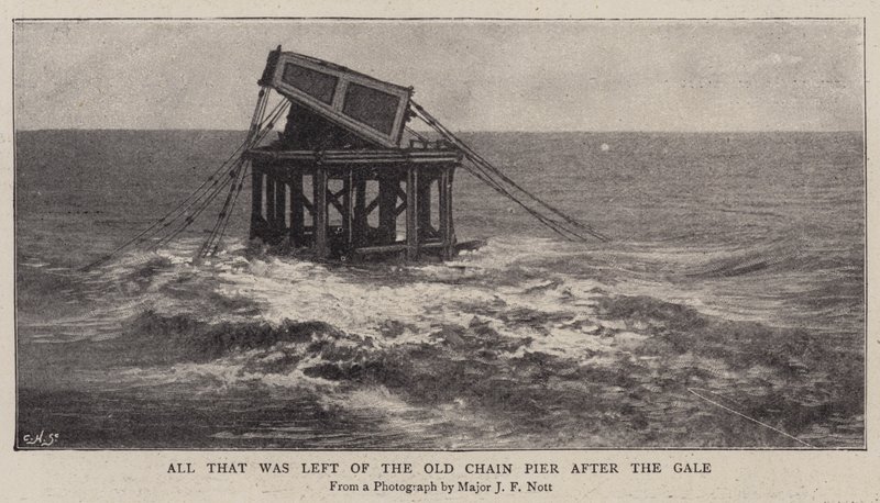 Alles, was von der alten Kettenbrücke nach dem Sturm übrig blieb von English Photographer