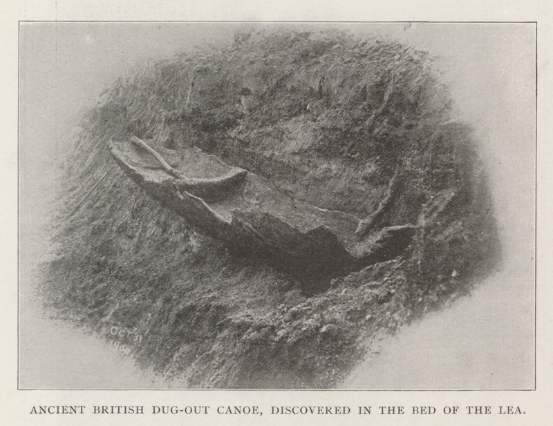 Antikes britisches Einbaum-Kanu, entdeckt im Bett der Lea von English Photographer