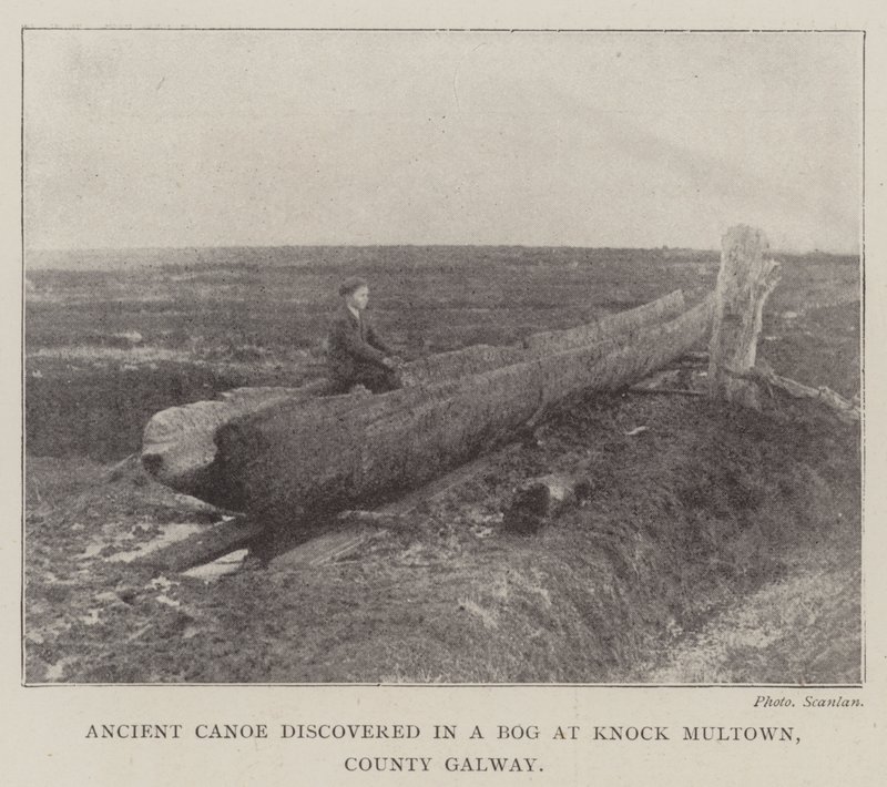 Antikes Kanu, entdeckt in einem Moor bei Knock Multown, County Galway von English Photographer