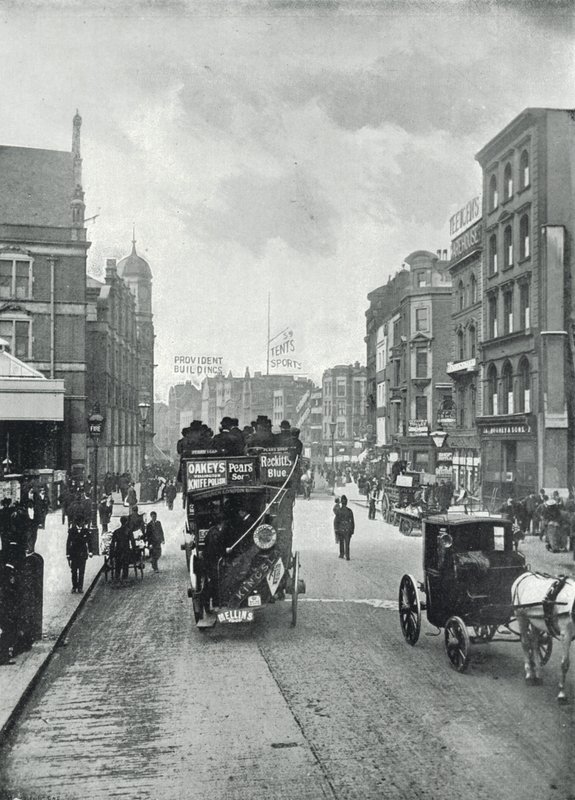 Bishopsgate Street (außen), Blick nach Osten von der Nähe der Liverpool Street von English Photographer