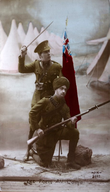 Britische und indische Soldaten, Erster Weltkrieg von English Photographer