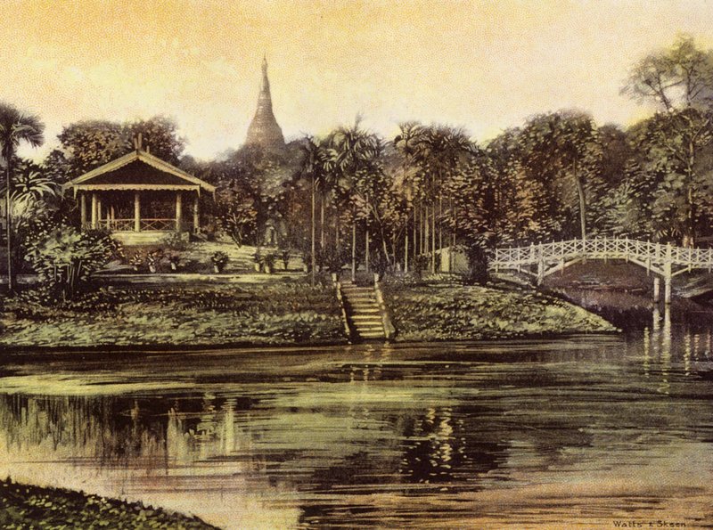 Burma / Myanmar: Die Pagode von den Cantonment Gardens von English Photographer
