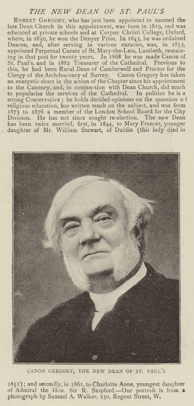 Kanonikus Gregory, der neue Dekan von St. Pauls von English Photographer
