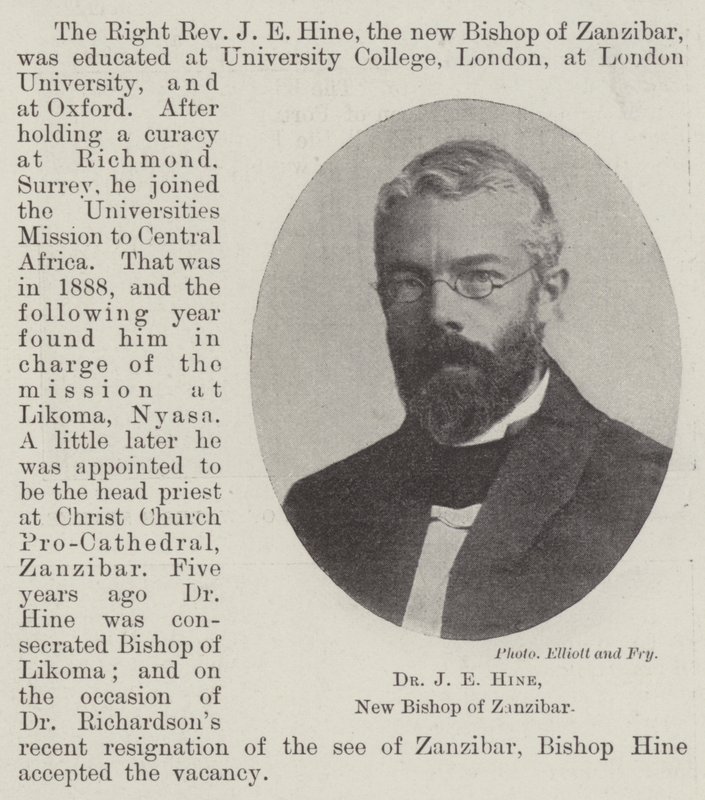 Dr. J. E. Hine, neuer Bischof von Sansibar von English Photographer