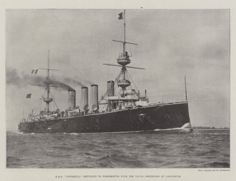 HMS Powerful kehrte mit den Marineverteidigern von Ladysmith nach Portsmouth zurück von English Photographer