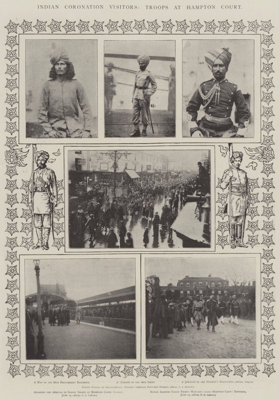 Indische Krönungsbesucher, Truppen in Hampton Court von English Photographer