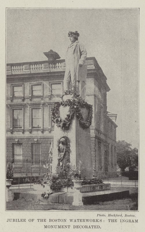 Jubiläum der Boston Waterworks, das Ingram-Denkmal geschmückt von English Photographer