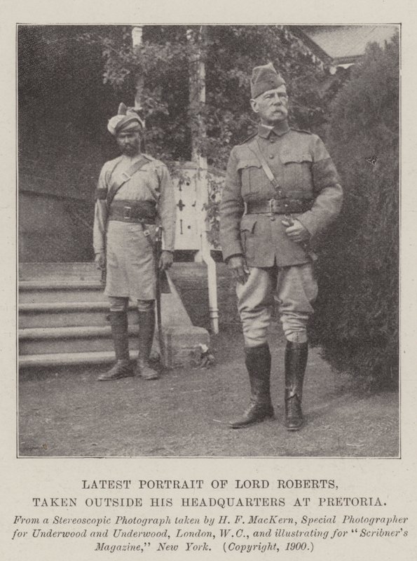 Neueste Porträt von Lord Roberts, aufgenommen vor seinem Hauptquartier in Pretoria von English Photographer
