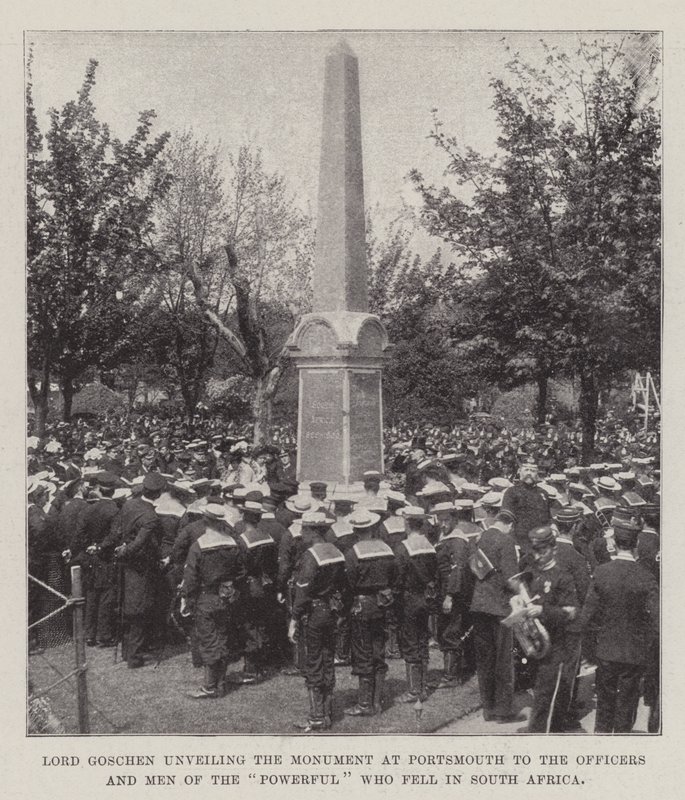 Lord Goschen enthüllt das Denkmal in Portsmouth für die Offiziere und Männer der Powerful, die in Südafrika gefallen sind von English Photographer