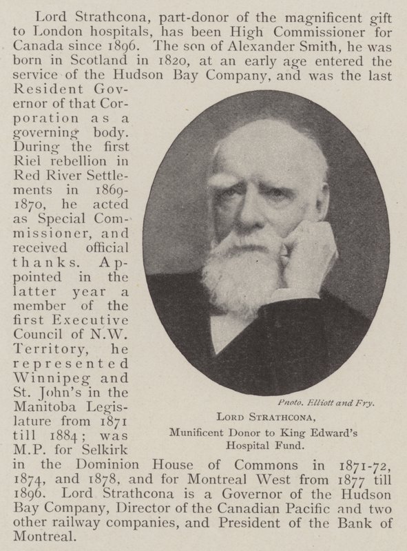 Lord Strathcona, großzügiger Spender für den King Edwards Hospital Fund von English Photographer