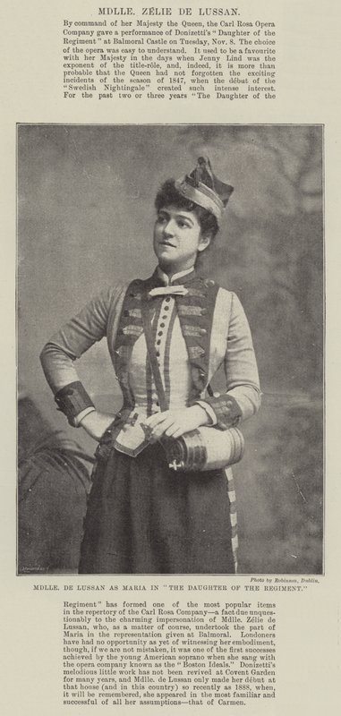 Mademoiselle de Lussan als Maria in Die Tochter des Regiments von English Photographer