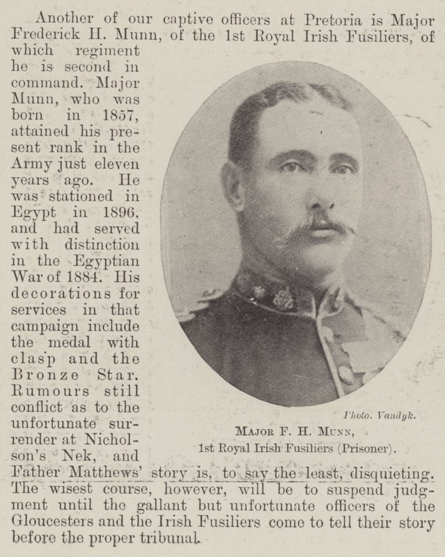 Major F. H. Munn, 1. Royal Irish Fusiliers (Gefangener) von English Photographer