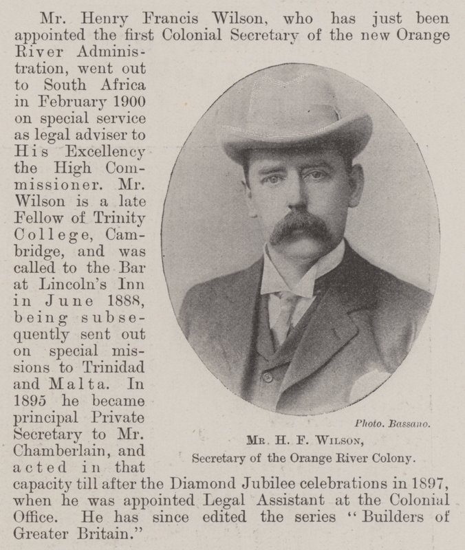 Mr H F Wilson, Sekretär der Orange River Colony von English Photographer