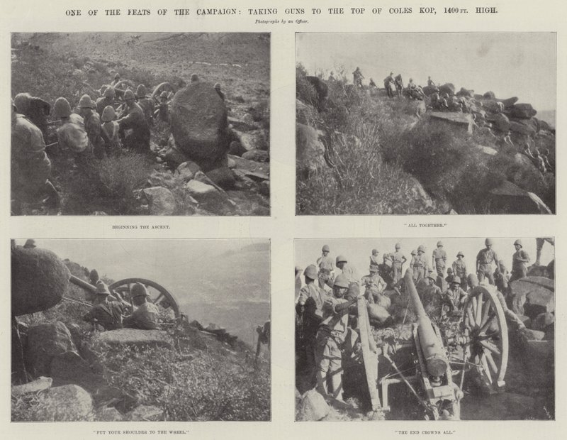 Eine der Heldentaten der Kampagne, Kanonen auf den 1400 Fuß hohen Coles Kop zu bringen von English Photographer