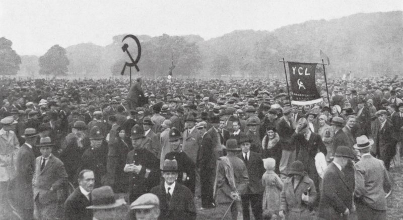 Kundgebung arbeitsloser Arbeiter im Hyde Park, London von English Photographer