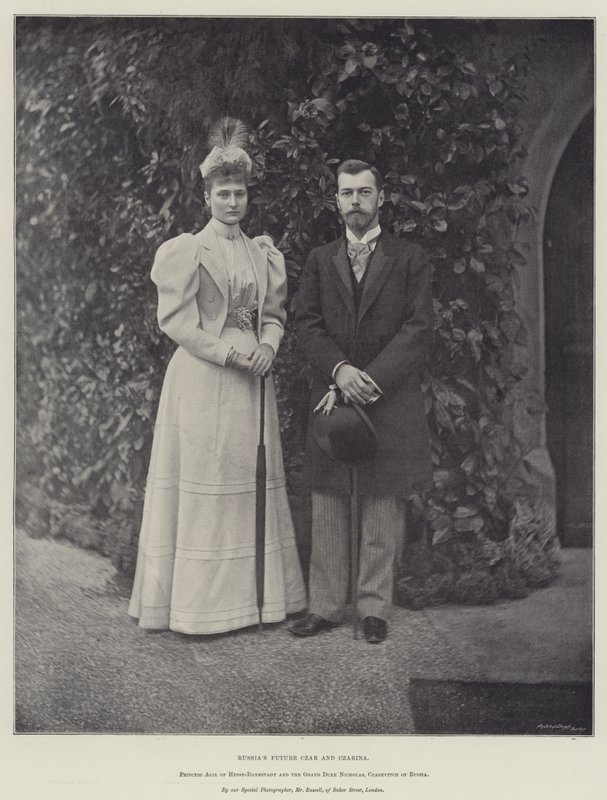 Russlands zukünftiger Zar und Zarin, Prinzessin Alix von Hessen-Darmstadt und der Großherzog Nikolaus, Zarewitsch von Russland von English Photographer