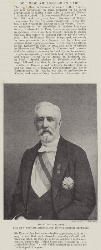 Sir Edmund Monson, der neue britische Botschafter in der Französischen Republik von English Photographer