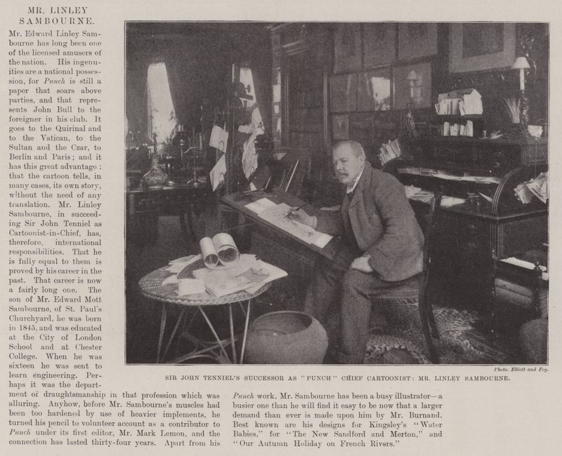 Sir John Tenniels Nachfolger als Chefkarikaturist von Punch, Herr Linley Sambourne von English Photographer