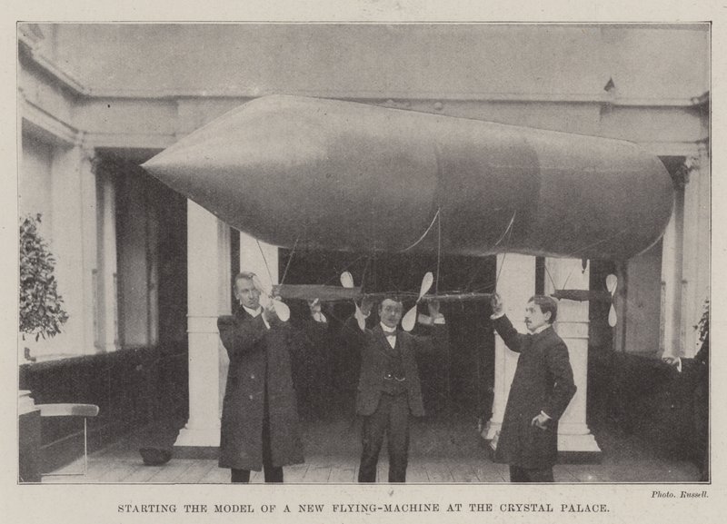 Start des Modells einer neuen Flugmaschine im Crystal Palace von English Photographer