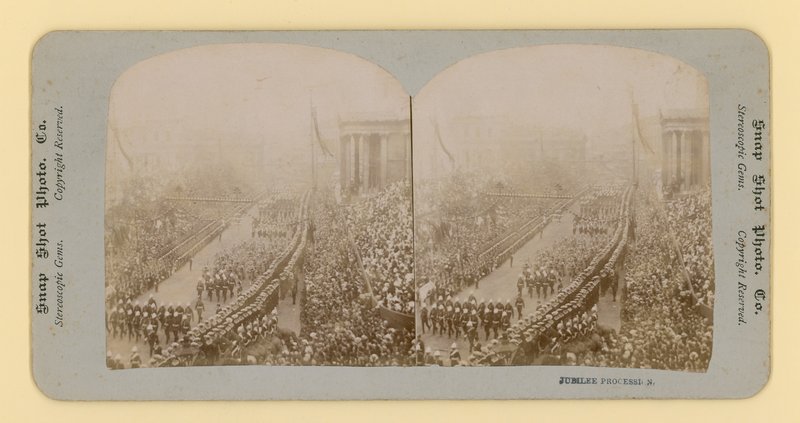 Stereoskopischer Druck des Diamantjubiläums von Königin Victoria, 28. Juni 1897 von English Photographer