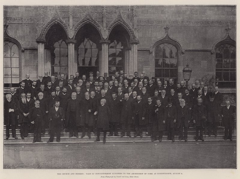Die Kirche und der Dissens, Besuch von nichtkonformistischen Ministern beim Erzbischof von York in Bishopthorpe, 8. August von English Photographer