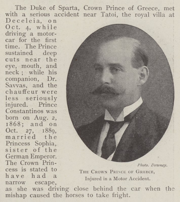 Der Kronprinz von Griechenland, bei einem Autounfall verletzt von English Photographer