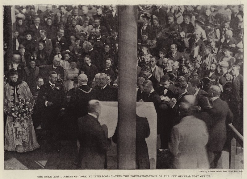 Der Herzog und die Herzogin von York in Liverpool, legen den Grundstein des neuen Hauptpostamts von English Photographer