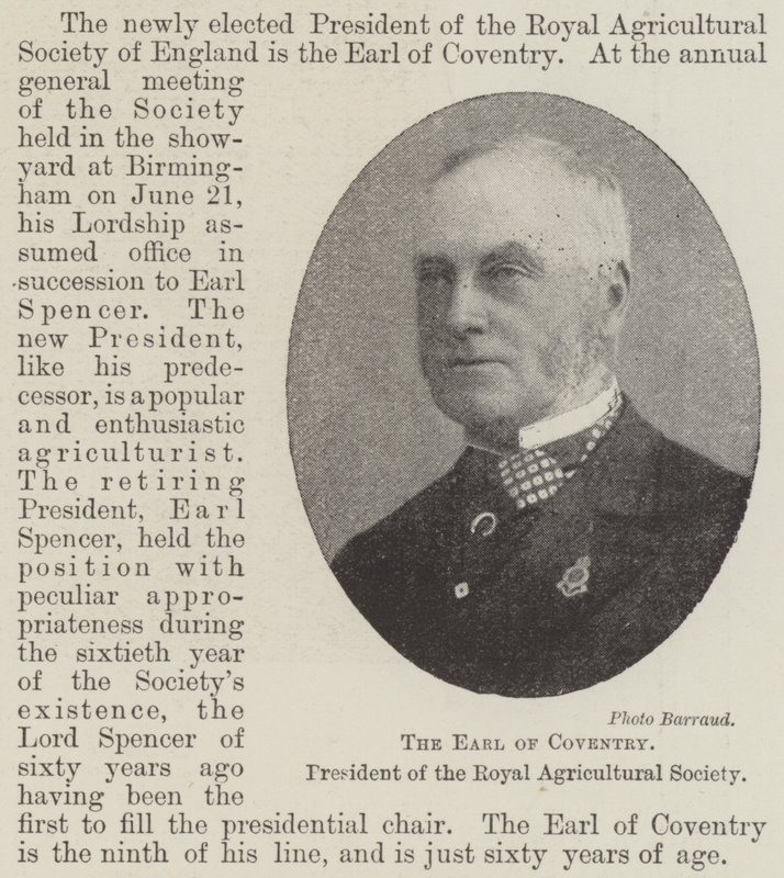 Der Earl of Coventry, Präsident der Royal Agricultural Society von English Photographer