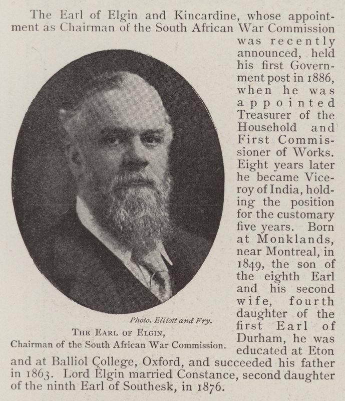 Der Earl of Elgin, Vorsitzender der Südafrikanischen Kriegskommission von English Photographer