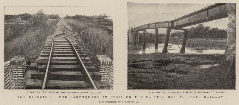 Die Auswirkungen des Erdbebens in Indien auf die Eastern Bengal State Railway von English Photographer