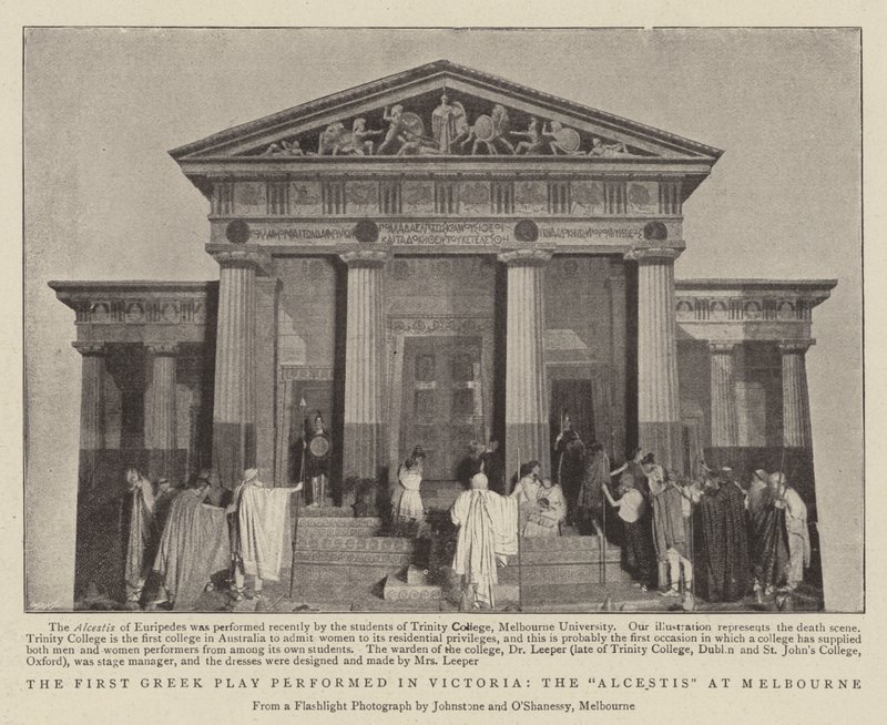 Das erste griechische Stück, das in Victoria aufgeführt wurde, die Alcestis in Melbourne von English Photographer
