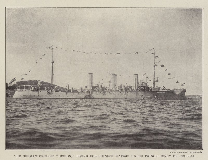 Der deutsche Kreuzer Gefion, auf dem Weg nach China unter Prinz Heinrich von Preußen von English Photographer