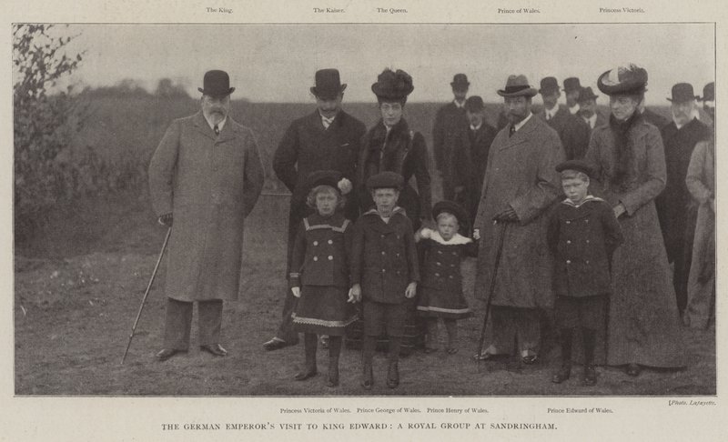 Der Besuch des deutschen Kaisers bei König Edward, eine königliche Gruppe in Sandringham von English Photographer