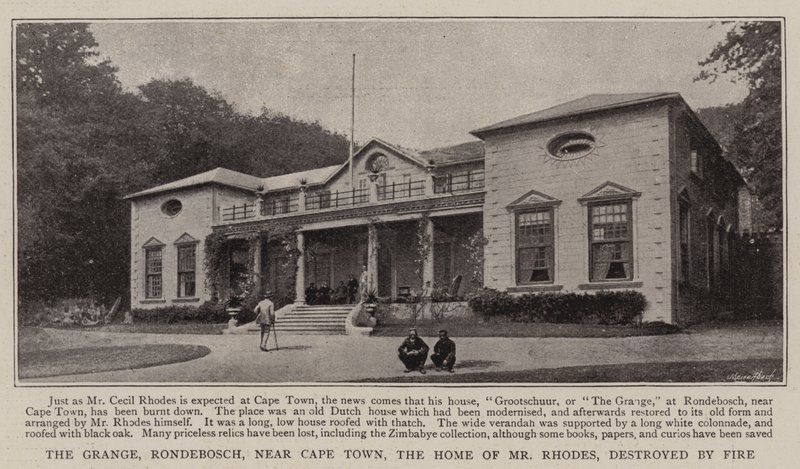 The Grange, Rondebosch, nahe Kapstadt, das Zuhause von Mr. Rhodes, durch Feuer zerstört von English Photographer