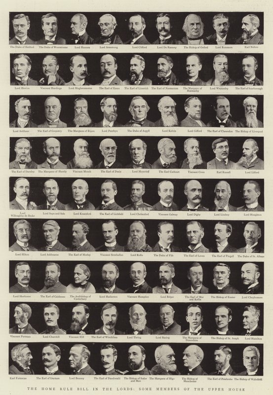 Das Home Rule Bill im Oberhaus, einige Mitglieder des Oberhauses von English Photographer