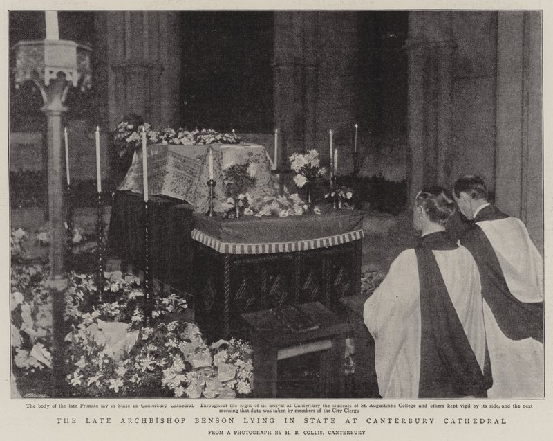 Der verstorbene Erzbischof Benson aufgebahrt in der Kathedrale von Canterbury von English Photographer
