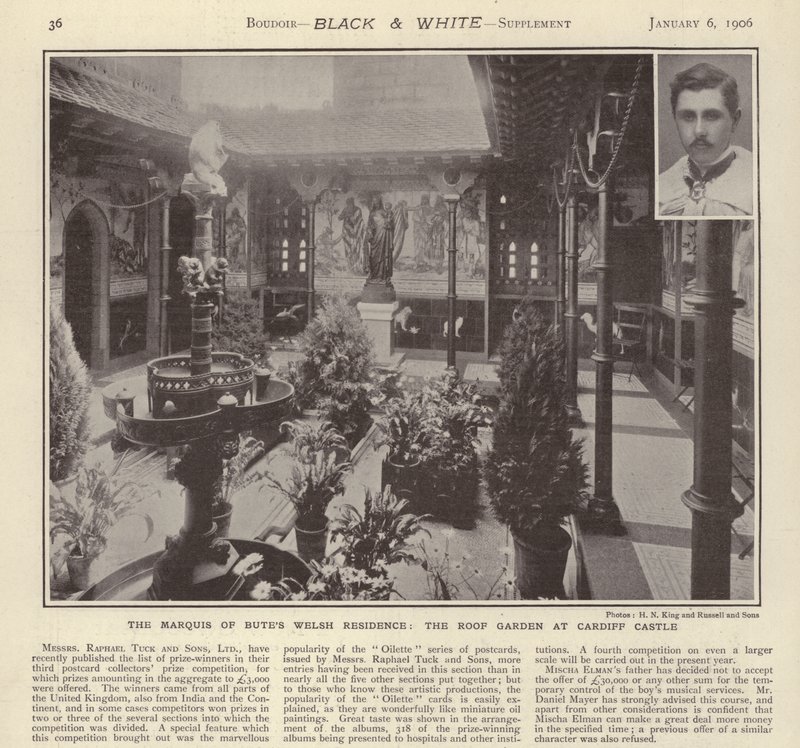 Die walisische Residenz des Marquis von Bute: Der Dachgarten im Cardiff Castle von English Photographer