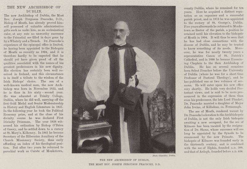 Der neue Erzbischof von Dublin, der Hochwürdigste Joseph Ferguson Peacocke, DD von English Photographer