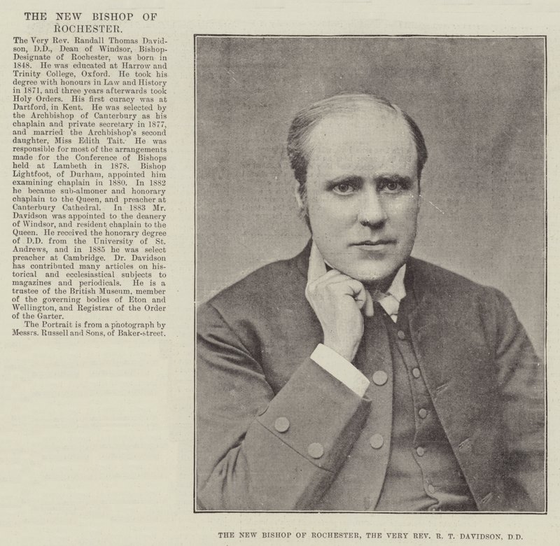 Der neue Bischof von Rochester, der Hochwürdige R T Davidson, DD von English Photographer
