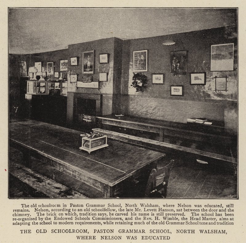 Das alte Klassenzimmer, Paston Grammar School, North Walsham, wo Nelson ausgebildet wurde von English Photographer