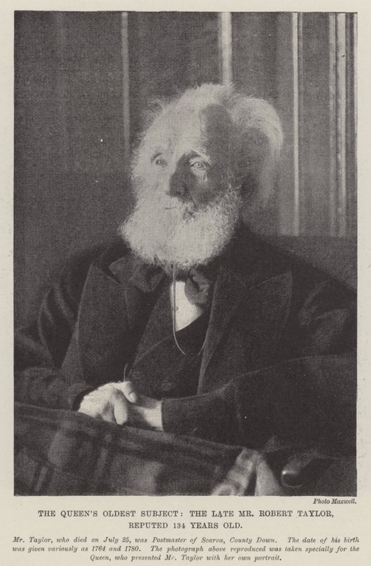 Das älteste Subjekt der Königin, der verstorbene Mr. Robert Taylor, angeblich 134 Jahre alt von English Photographer