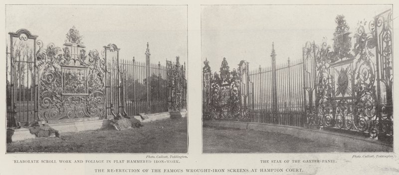 Der Wiederaufbau der berühmten Schmiedeeisernen Bildschirme im Hampton Court von English Photographer