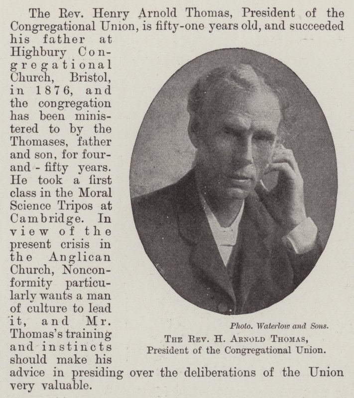 Der Reverend H. Arnold Thomas, Präsident der Kongregationalen Union von English Photographer