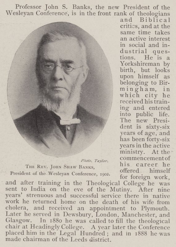 Der Reverend John Shaw Banks, Präsident der Wesleyanischen Konferenz, 1902 von English Photographer