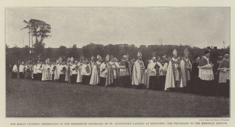 Die römisch-katholische Feier des dreizehnten Jahrhunderts der Landung des heiligen Augustinus in Ebbsfleet, die Prozession zum Gedenkgottesdienst von English Photographer