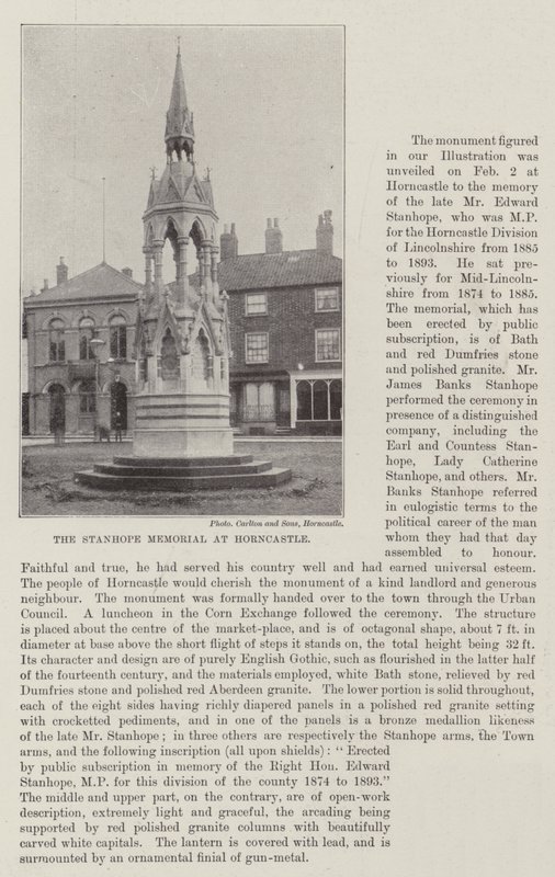 Das Stanhope-Denkmal in Horncastle von English Photographer