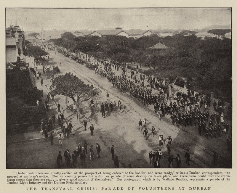 Die Transvaal-Krise, Parade der Freiwilligen in Durban von English Photographer