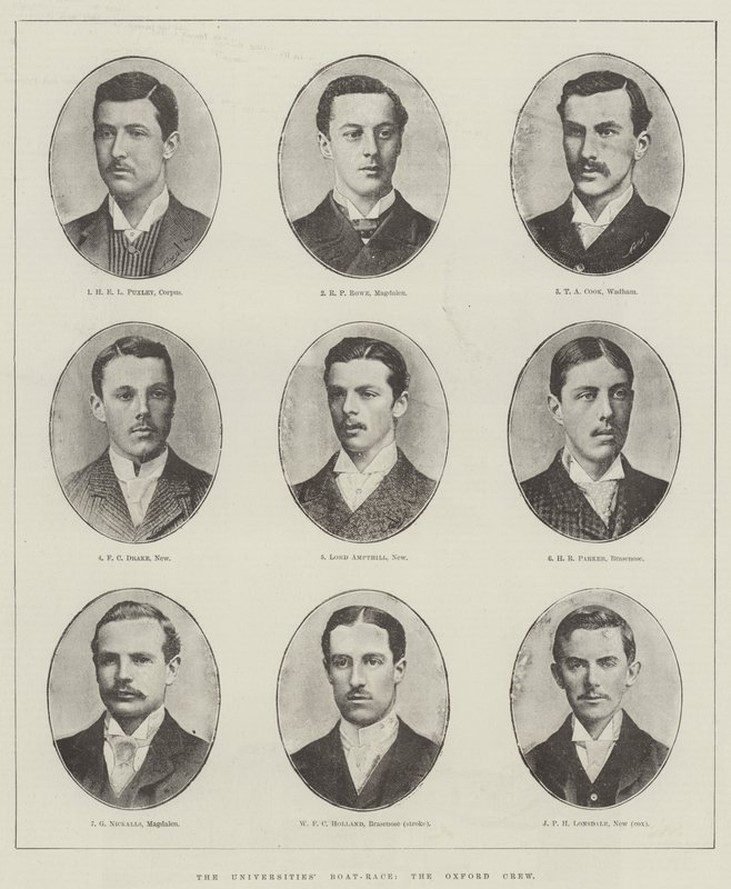 Das Universitäts-Bootsrennen, die Oxford-Crew von English Photographer