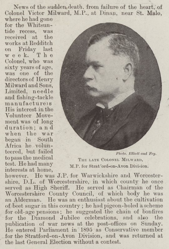 Der verstorbene Colonel Milward, Abgeordneter für die Stratford-on-Avon Division von English Photographer
